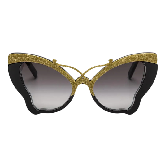 Stupor Mundi Lois luxury sunglasses limited edition – double oversize butterfly frame, bio acetate M49 and 24k gold, Made in Italy

