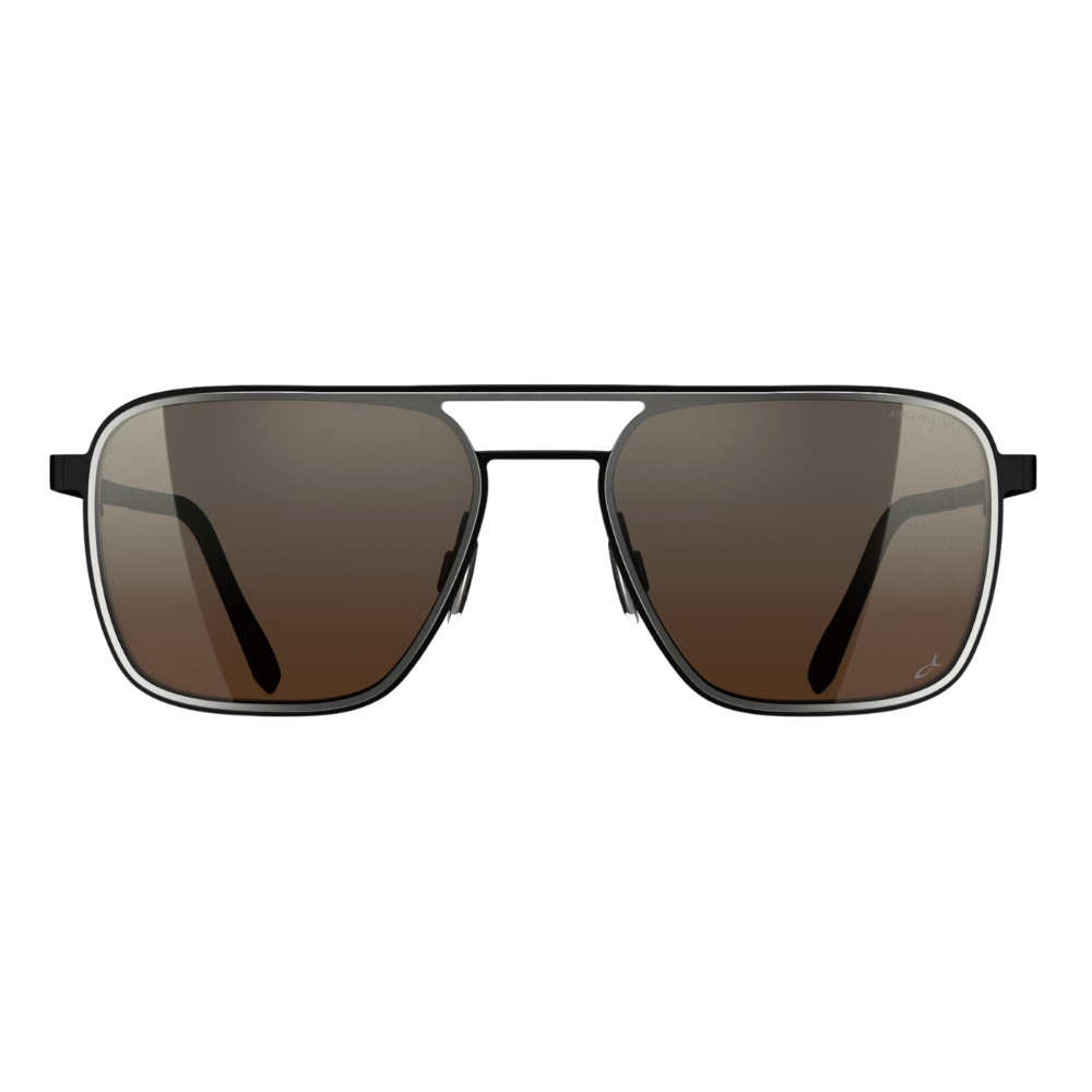 Blackfin Ventura BF868 titanium sunglasses in Satin Silver with Silver Mirror AirGlass lenses, front view
