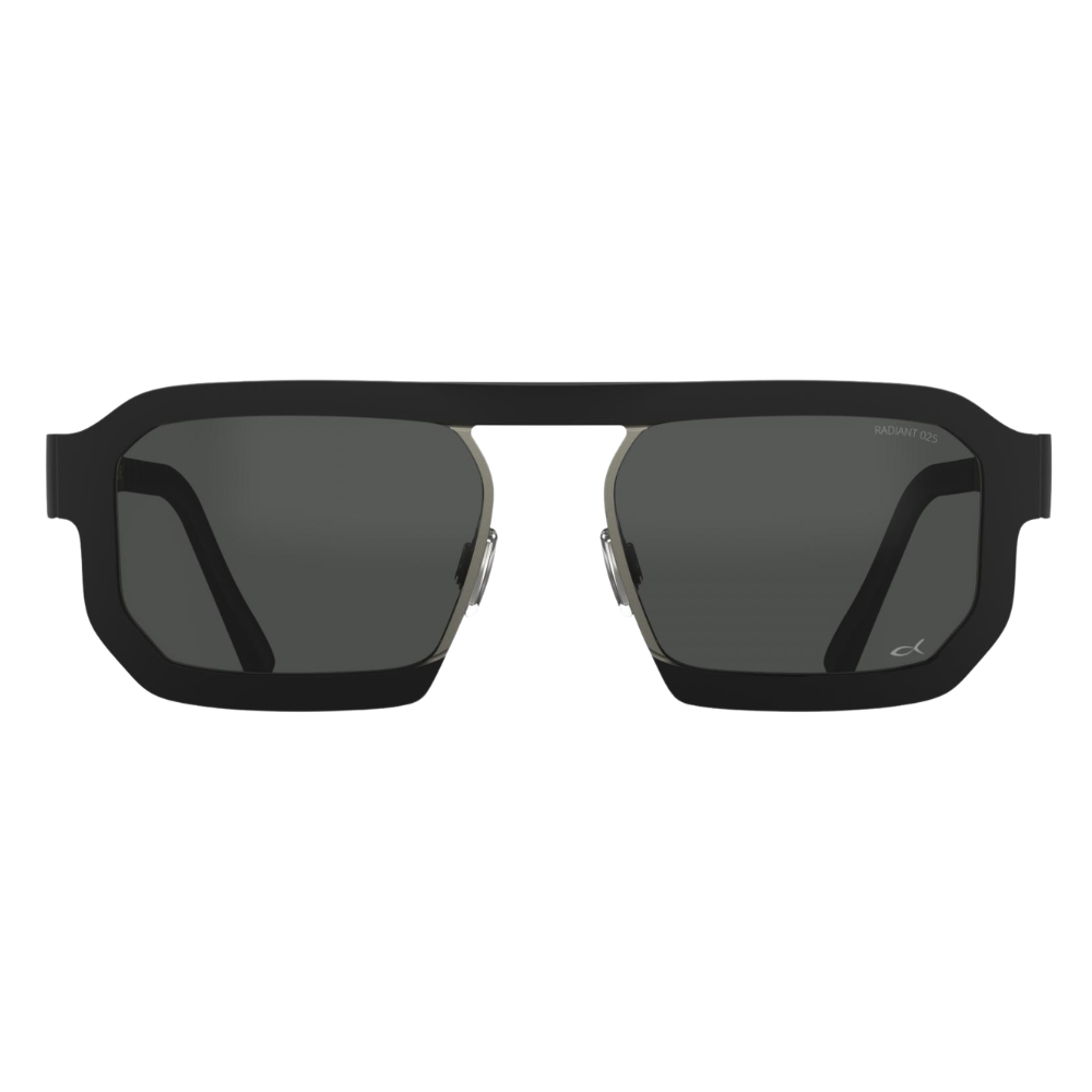 Blackfin Tao BF924 titanium sunglasses in Black and Gunmetal Gray, front view
