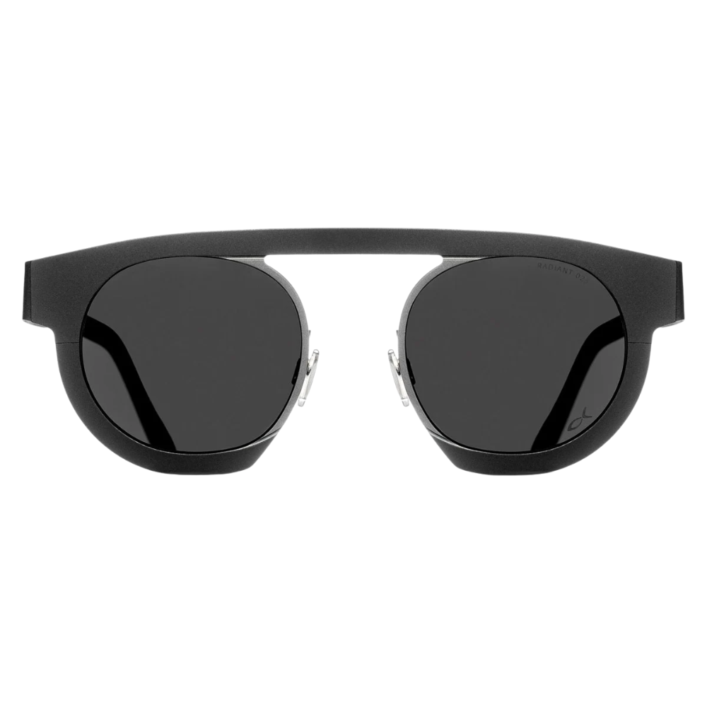 Blackfin Zen BF977 titanium sunglasses in Black and Gunmetal Gray, front view
