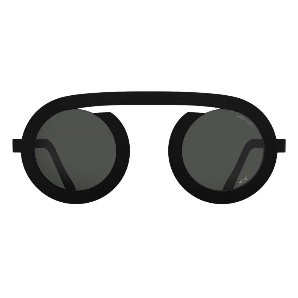 Blackfin ARC-R BF1097 titanium sunglasses in Blackfin Black with solid smoke lenses, front view
