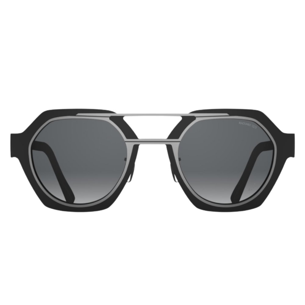 Blackfin Coronado BF1124 titanium sunglasses with a Satin Silver front, Blackfin Black details and gradient grey lenses
