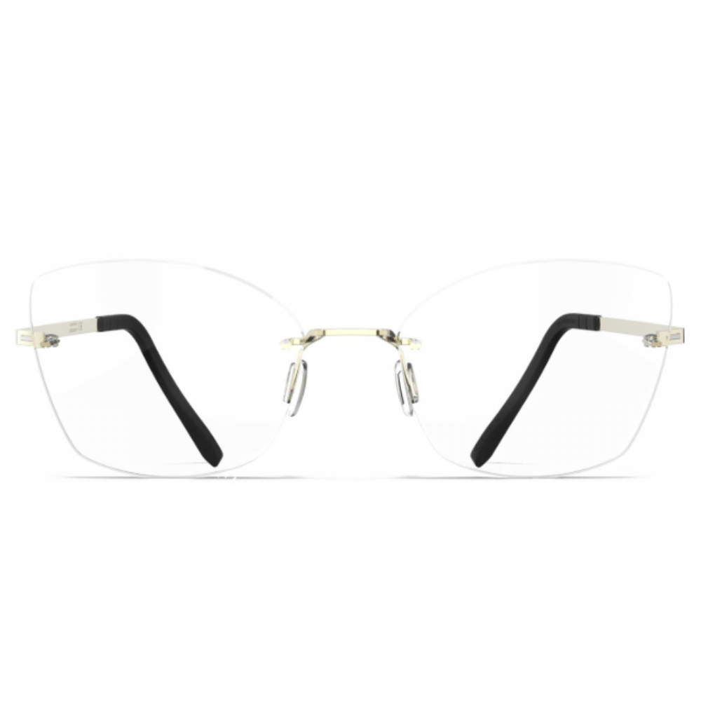 Blackfin Aero Loop BF1071 rimless titanium eyeglass frame in Shiny Light Gold

