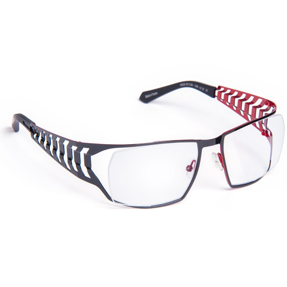 J.F.REY ICONIC40 C0830 – Detail of stainless steel front and acetate end-tips, collector's edition designer eyewear
