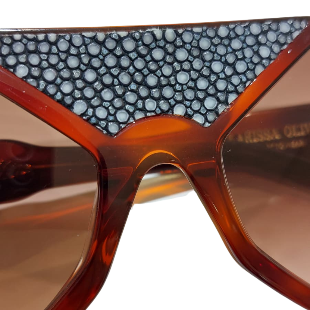 CLARISSA OLIVERIO MARZOCCO C2 – Premium Italian acetate frames, authentic shagreen galuchat leather, limited edition luxury eyewear
