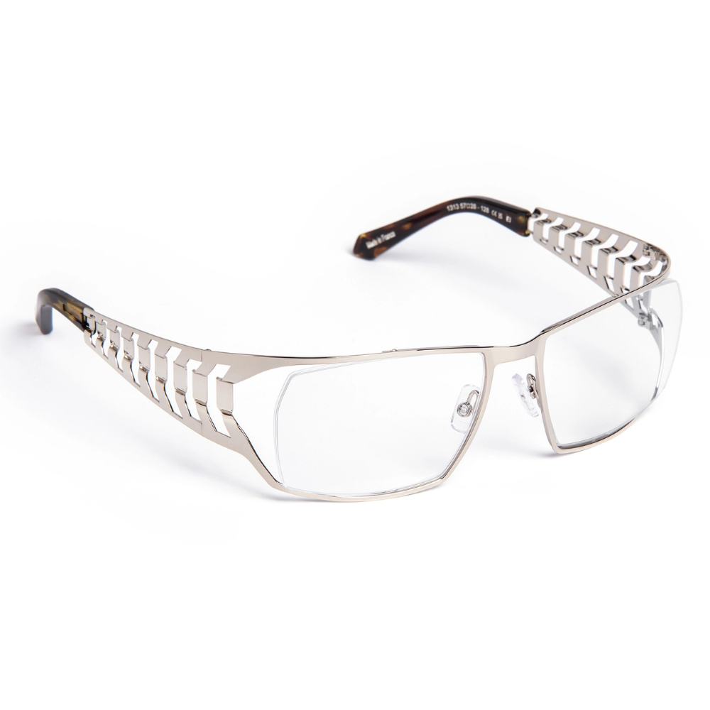 J.F.REY ICONIC40 C1313 – Detail of stainless steel front and acetate end-tips, collector's edition designer eyewear
