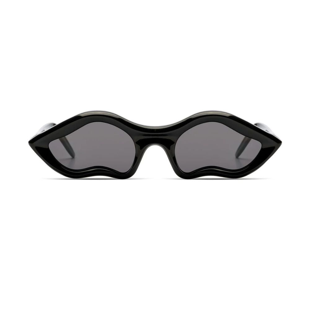 KOMONO THE BYEONGHO black acetate ghost shape polarized sunglasses front view Belgian design