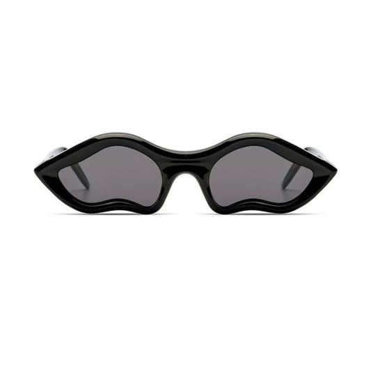 KOMONO THE BYEONGHO black acetate ghost shape polarized sunglasses front view Belgian design