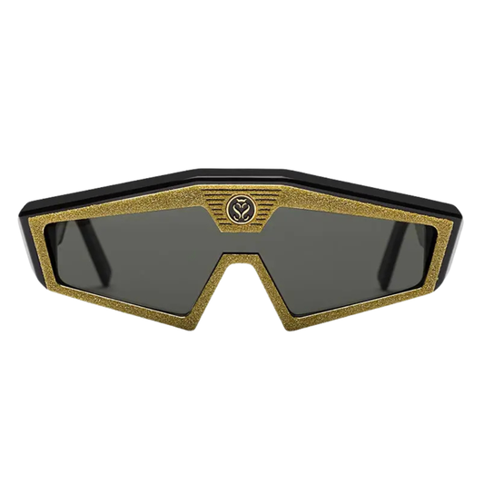Stupor Mundi Roger II luxury sunglasses limited edition – double shield frame bio acetate M49 and 24k gold, diamond-cut design inspired by Roger II mosaics, Made in Italy

