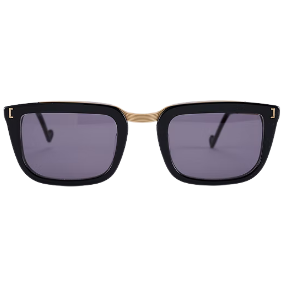 ETERNO NAPOLI Alberti Limited Edition – bio acetate optical frames in black/crystal gray, rectangular shape with adjustable metal bridge, handmade in Italy, limited edition of 25 pieces
