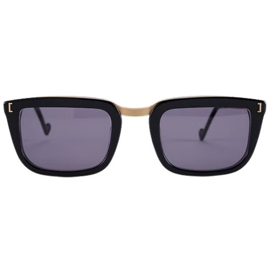 ETERNO NAPOLI Alberti Limited Edition – bio acetate optical frames in black/crystal gray, rectangular shape with adjustable metal bridge, handmade in Italy, limited edition of 25 pieces
