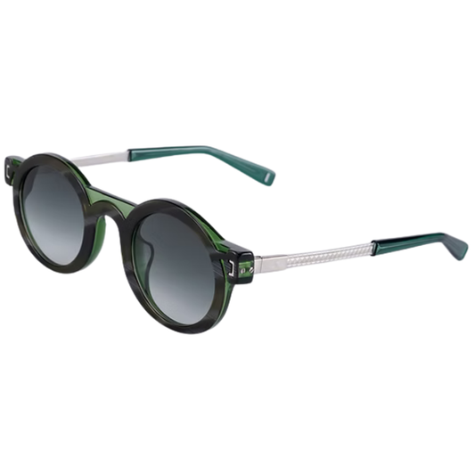 ETERNO NAPOLI Elton Limited Edition – oval bio acetate optical frames in green horn/silver, matte exterior with transparent inner layer, handmade in Italy, limited edition of 25 pieces
