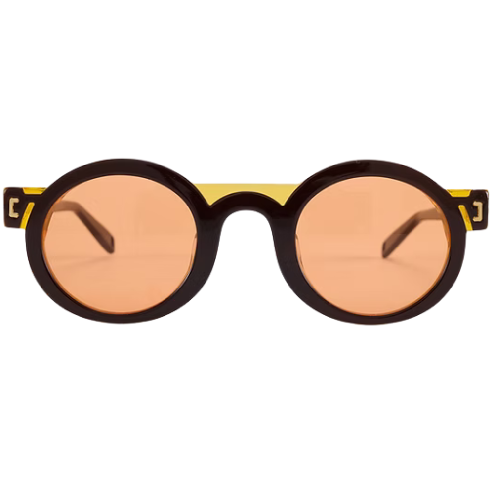 ETERNO NAPOLI Elton Limited Edition – oval bio acetate optical frames in burnt umber/orpiment with golden soul, matte exterior with transparent inner layer, handmade in Italy, limited edition of 25 pieces
