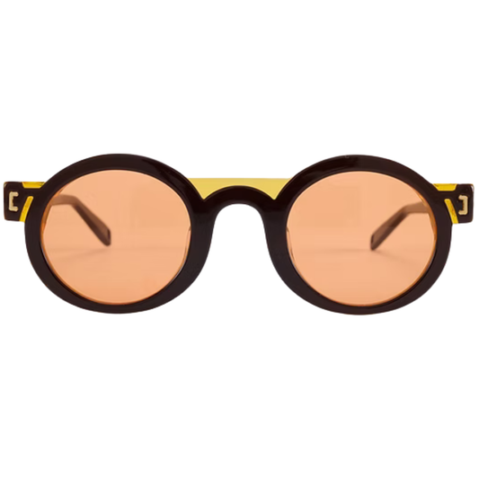 ETERNO NAPOLI Elton Limited Edition – oval bio acetate optical frames in burnt umber/orpiment with golden soul, matte exterior with transparent inner layer, handmade in Italy, limited edition of 25 pieces
