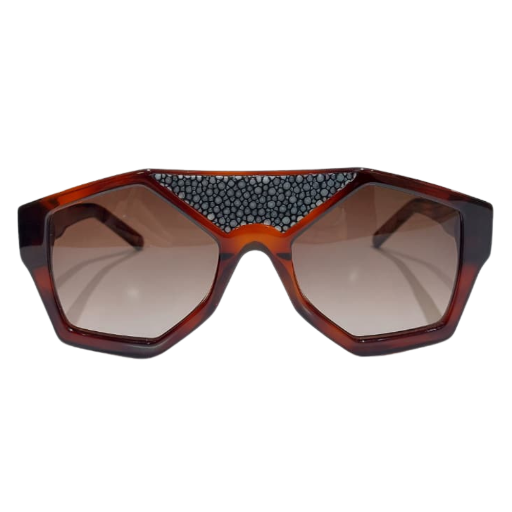 CLARISSA OLIVERIO MARZOCCO C2 – Luxury Italian acetate eyewear with genuine galuchat shagreen leather, limited edition, Made in Italy
