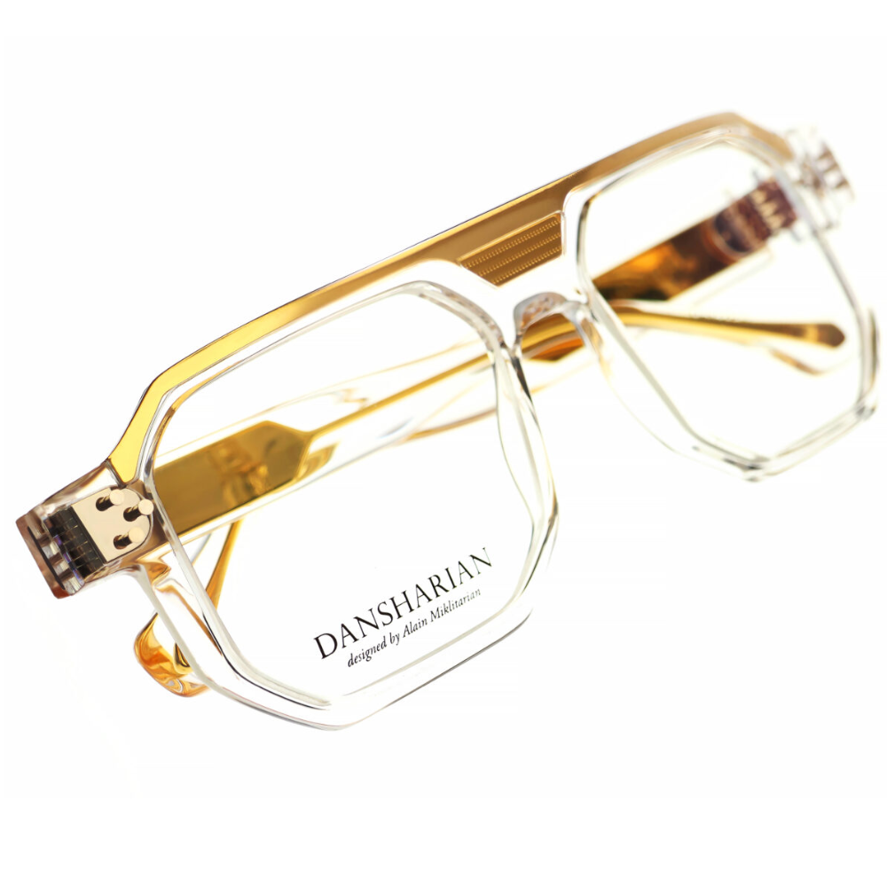 ANAMUR GOLD designer sunglasses by Alain Miklitarian - side view showing 24-carat gold-plated temples
